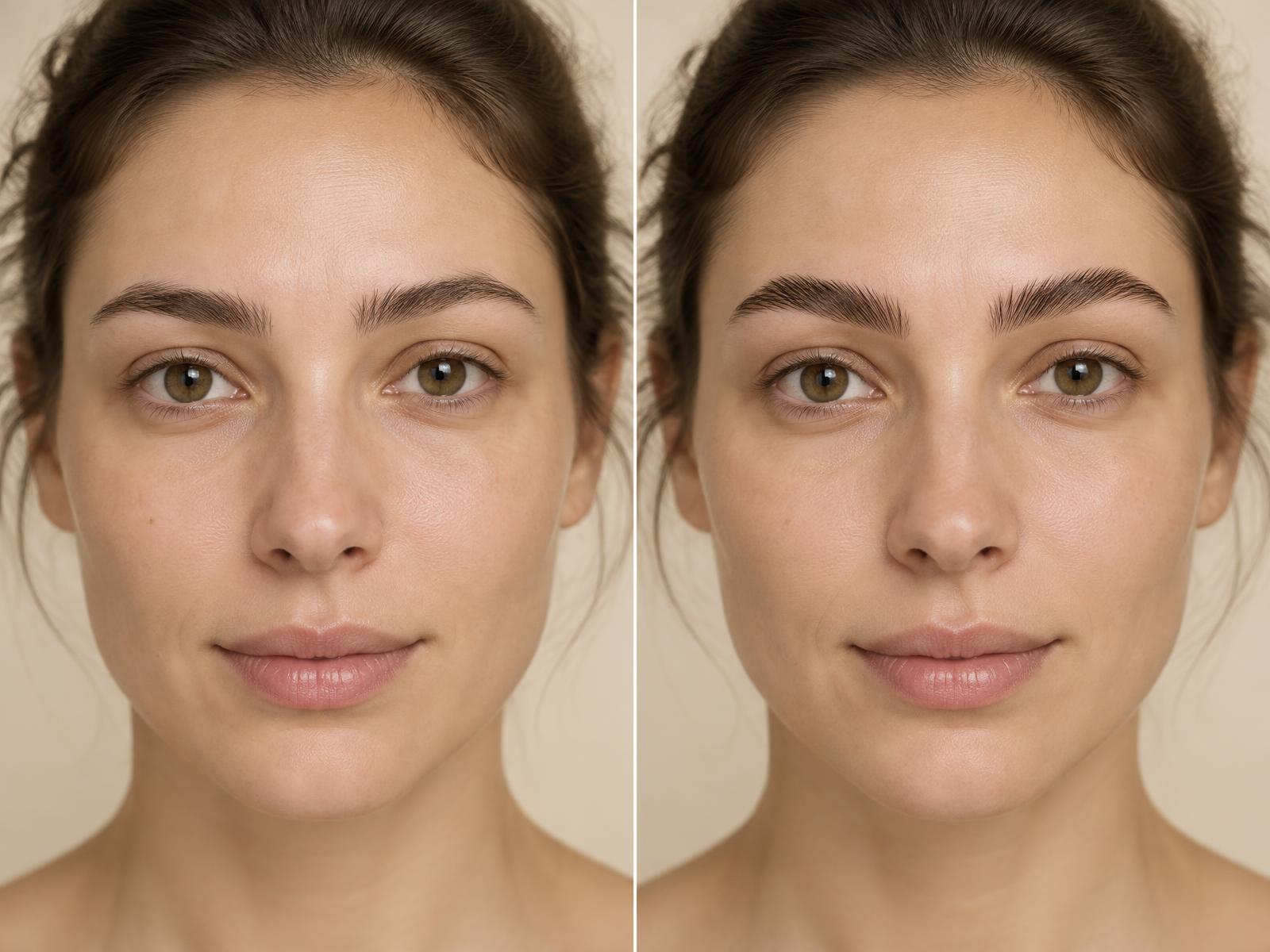 Sfeerimpressie van een subtiele brow lift voor en na behandeling