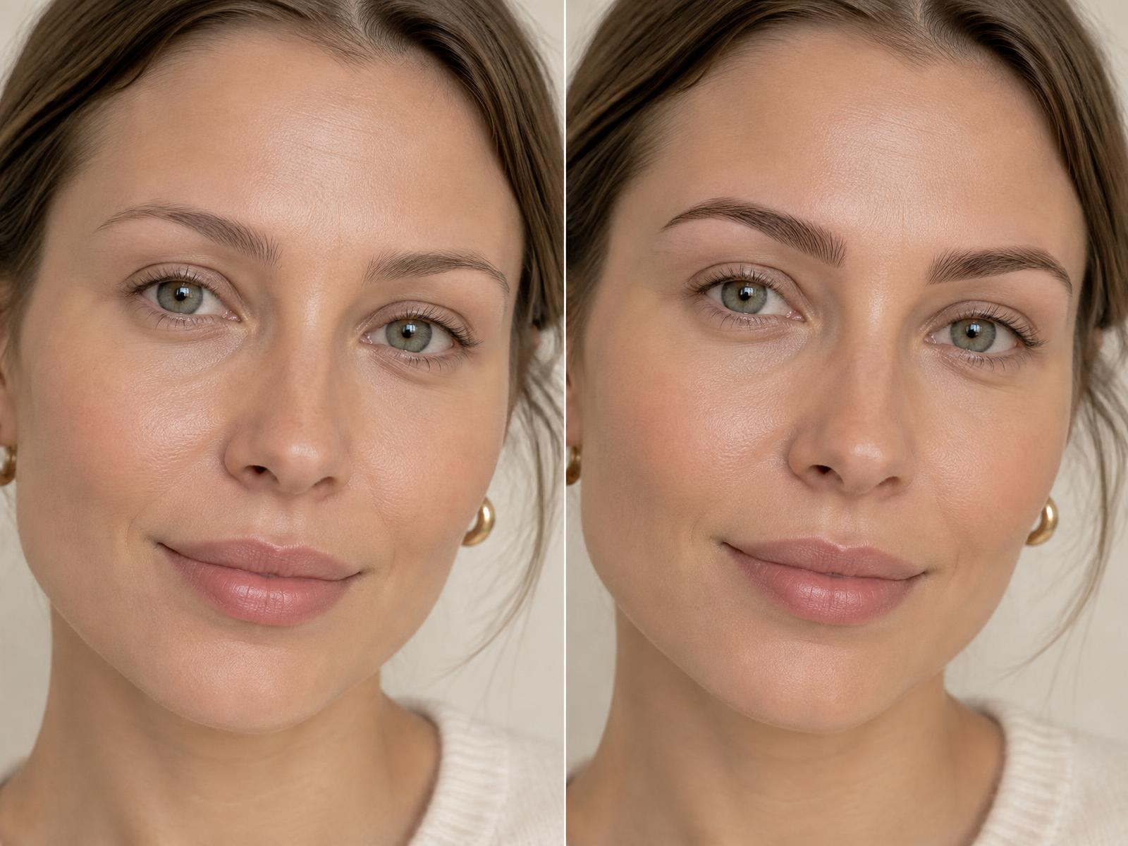 Sfeerimpressie van natuurlijke henna brows voor en na behandeling
